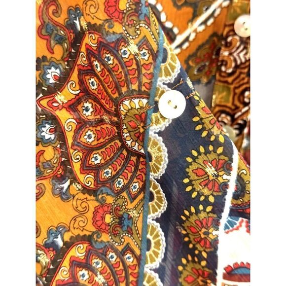 Anthropologie Fig and Flower Long Sleeve Dressy Boho Blouse Sz Small Petite EUC - Picture 6 of 9